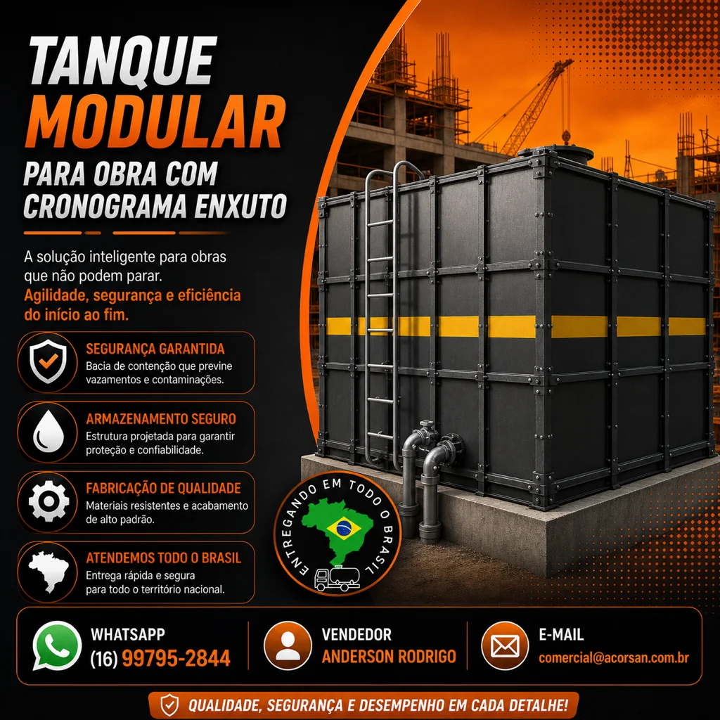 Tanque Modular para Transporte e Montagem Rápida